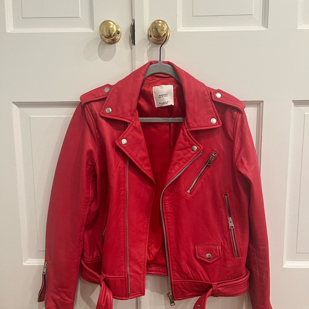 MANGO RED LEATHER JACKET